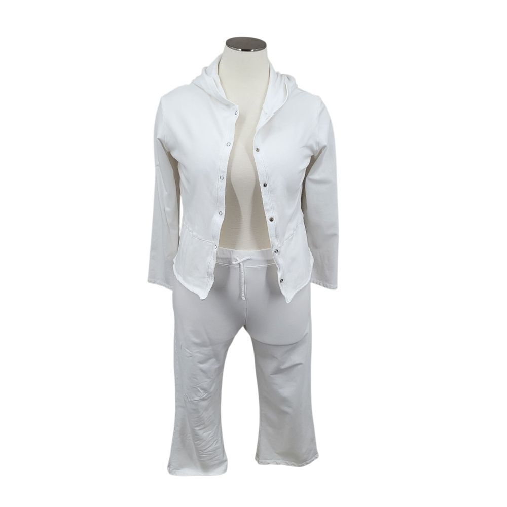 Fresh Produce White Cropped Pants and Matching Jacket Leisure Set Cotton